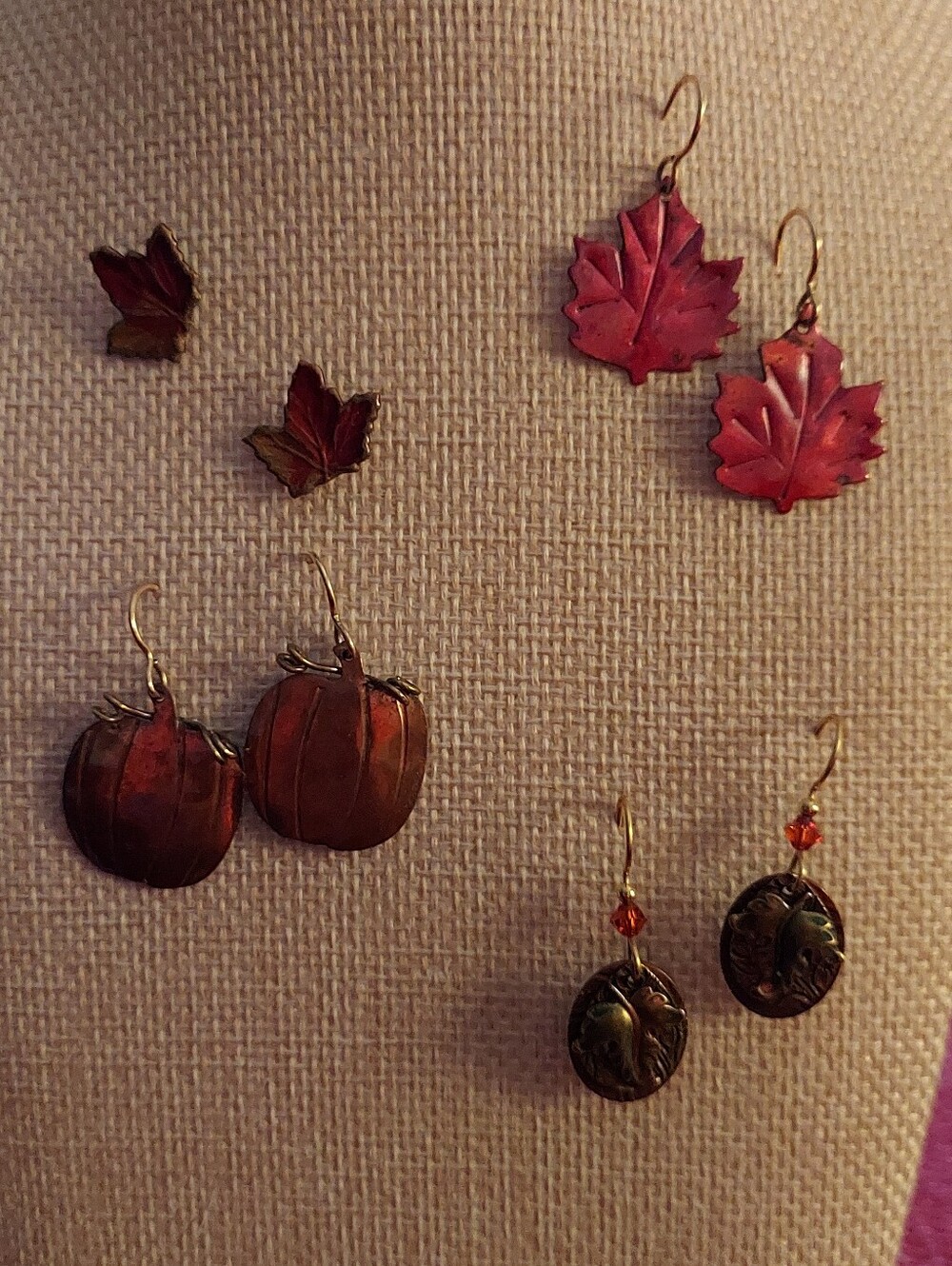 Set of 4 Handcrafted Autumn Earrings